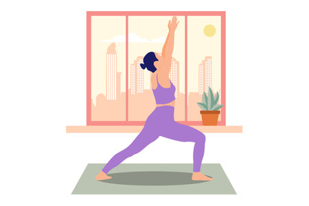Yoga Activity Flat Design Illustrationのイラスト素材