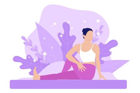 Yoga Activity Flat Design Illustrationのイラスト素材