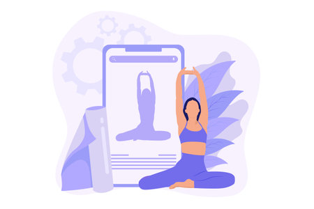 Yoga Exercise Flat Design Illustrationのイラスト素材