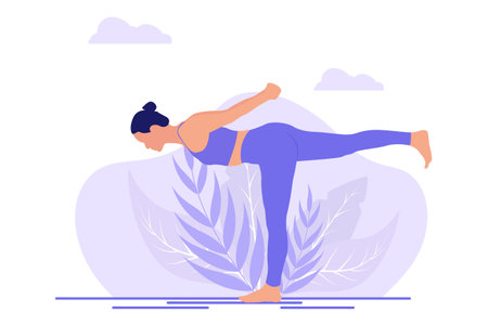 Yoga Exercise Flat Design Illustrationのイラスト素材