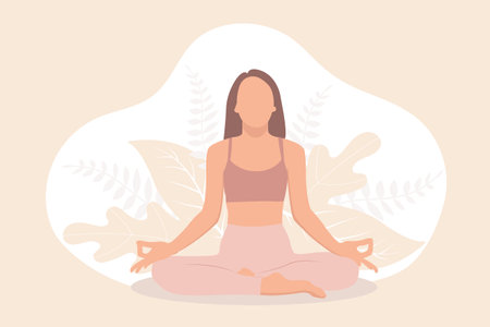 Yoga Meditation Flat Design Illustrationのイラスト素材