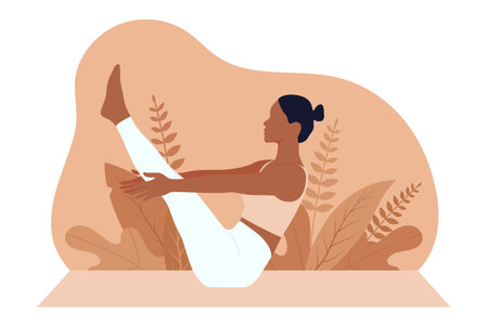 Yoga Activity Flat Design Illustrationのイラスト素材