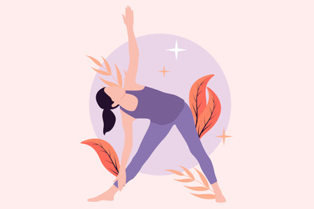 Yoga Exercise Flat Design Illustrationのイラスト素材