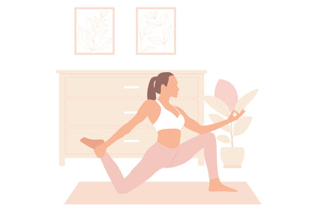 Yoga Exercise Flat Design Illustrationのイラスト素材