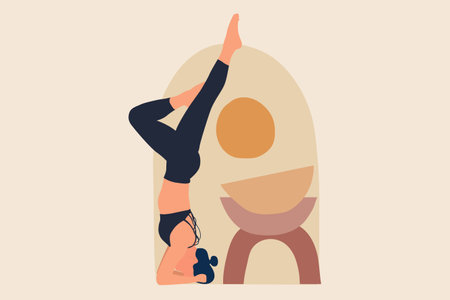 Yoga Exercise Flat Design Illustrationのイラスト素材