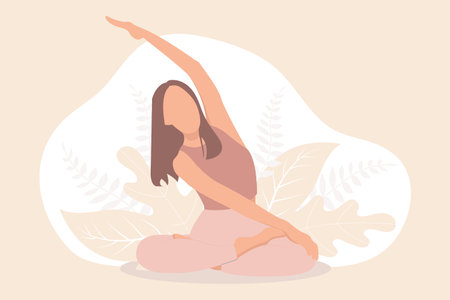 Yoga Exercise Flat Design Illustrationのイラスト素材