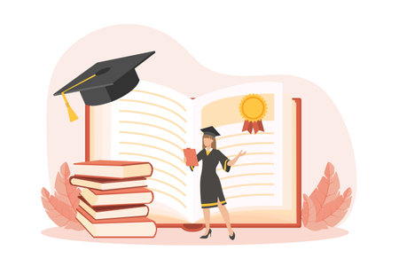 Graduation Day Flat Design Illustrationのイラスト素材