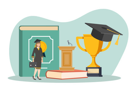 Graduation Day Flat Design Illustrationのイラスト素材