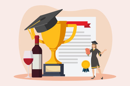 Graduation Day Flat Design Illustrationのイラスト素材