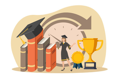 Graduation Day Flat Design Illustrationのイラスト素材