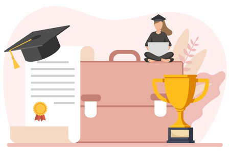 Graduation Day Flat Design Illustrationのイラスト素材