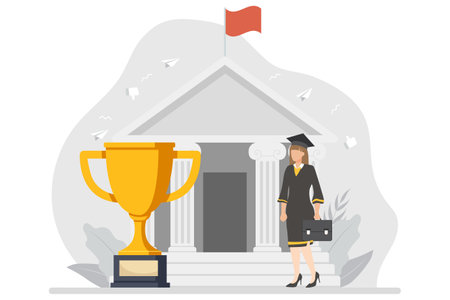 Graduation Day Flat Design Illustrationのイラスト素材