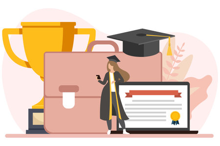 Graduation Day Flat Design Illustrationのイラスト素材