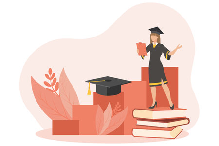 Graduation Day Flat Design Illustrationのイラスト素材
