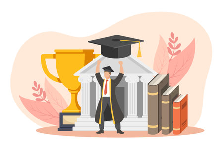 Graduation Day Flat Design Illustrationのイラスト素材