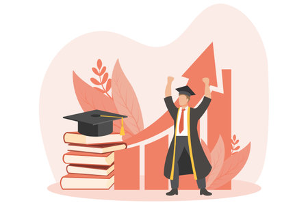 Graduation Day Flat Design Illustrationのイラスト素材