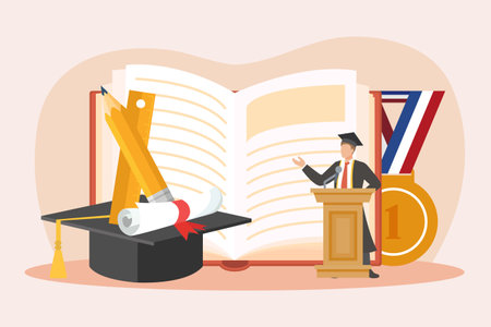Graduation Day Flat Design Illustrationのイラスト素材