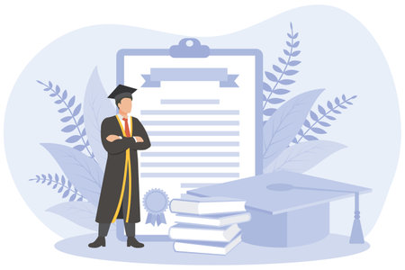 Graduation Day Flat Design Illustrationのイラスト素材