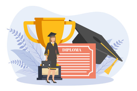 Graduation Day Flat Design Illustrationのイラスト素材