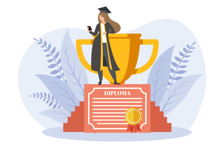 Graduation Day Flat Design Illustrationのイラスト素材