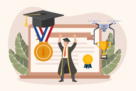 Graduation Day Flat Design Illustrationのイラスト素材