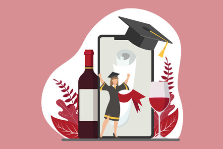 Graduation Day Flat Design Illustrationのイラスト素材