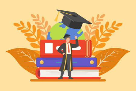 Graduation Day Flat Design Illustrationのイラスト素材