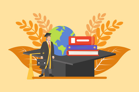 Graduation Day Flat Design Illustrationのイラスト素材