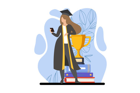 Graduation Day Flat Design Illustrationのイラスト素材
