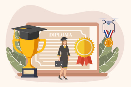 Graduation Day Flat Design Illustrationのイラスト素材