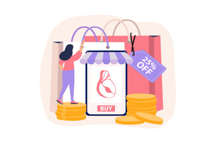 E Commerce Flat Design Illustrationのイラスト素材