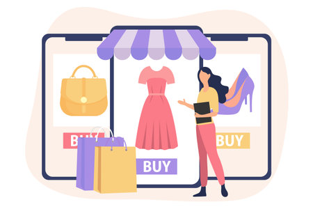 E Commerce Flat Design Illustrationのイラスト素材