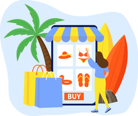 E Commerce Flat Design Illustrationのイラスト素材