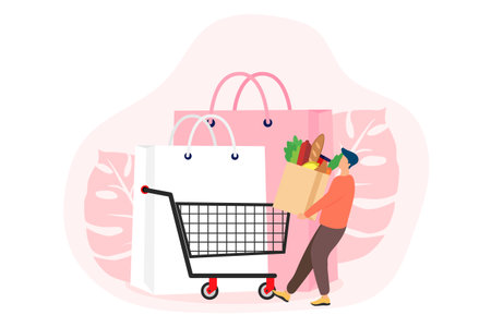 E Commerce Flat Design Illustrationのイラスト素材