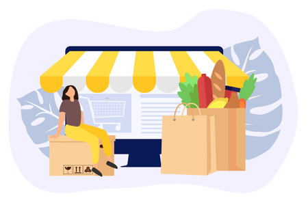 E Commerce Flat Design Illustrationのイラスト素材