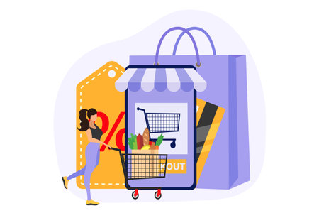 E Commerce Flat Design Illustrationのイラスト素材