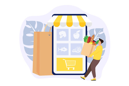 E Commerce Flat Design Illustrationのイラスト素材