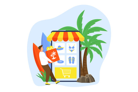 E Commerce Flat Design Illustrationのイラスト素材