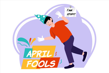 April Fools Flat Design Illustrationのイラスト素材
