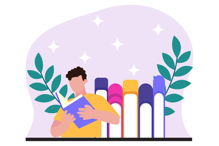 World Book Day Flat Design Illustrationのイラスト素材