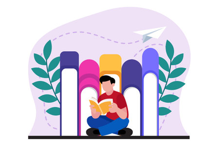 World Book Day Flat Design Illustrationのイラスト素材