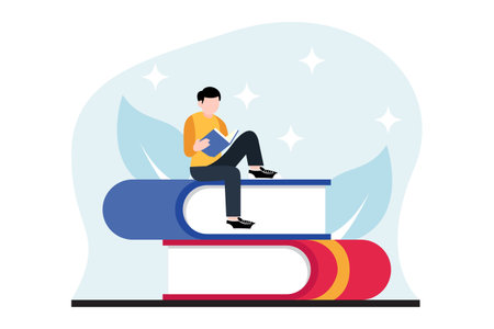 World Book Day Flat Design Illustrationのイラスト素材