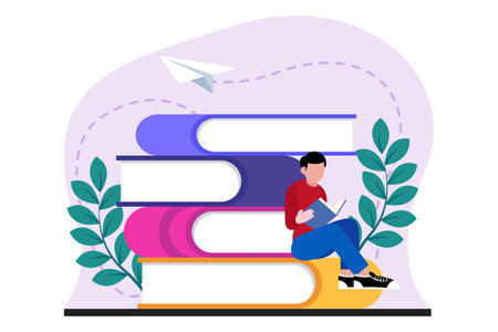 World Book Day Flat Design Illustrationのイラスト素材