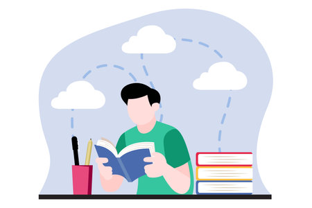 World Book Day Flat Design Illustrationのイラスト素材