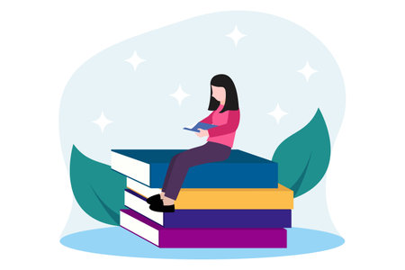 World Book Day Flat Design Illustrationのイラスト素材