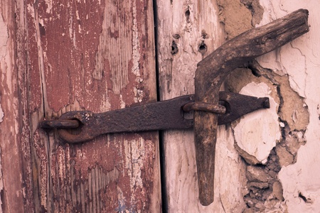 locked wooden door  Rural security