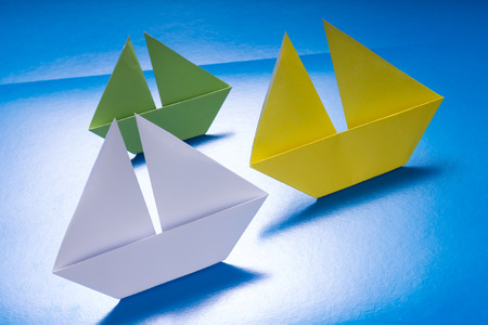 Concept paper navy. Origami model of shipsの写真素材