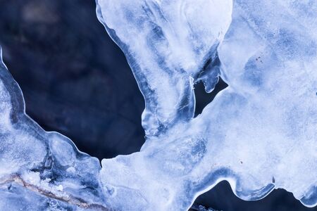 Abstract winter texture background. Water, snow and ice in nature pattern. Close up image