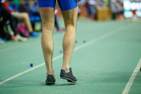 Sportsman getting ready in long jump competitionの写真素材