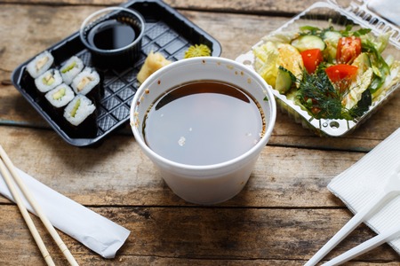 Food delivery concept background. Business lunchの写真素材